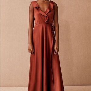 BHLDN Terracotta Ruffle Maxi Dress Size Small/4